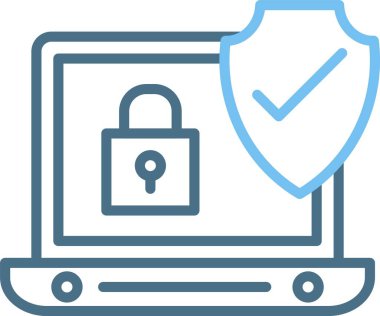 Siber Güvenlik Hattı İki Renk Simgesi