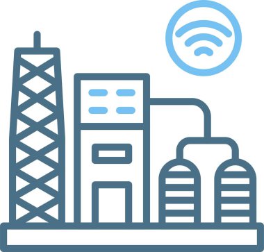 Yağ Rafineri Satırı İki Renk Simgesi