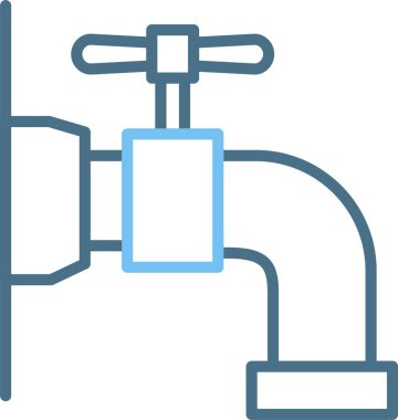 Su Musluğu Çizgisi İki Renk Simgesi