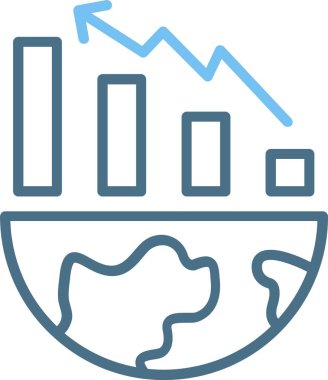 Küresel Pazar Çizgisi İki Renk Simgesi