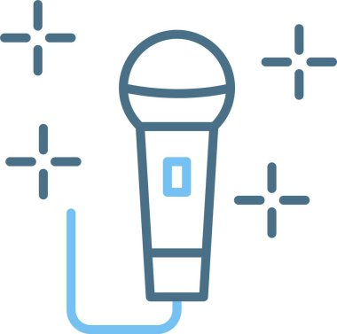 Mikrofon Satırı İki Renk Simgesi