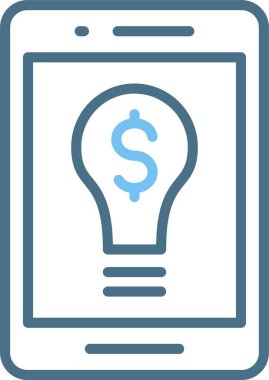 Dijital Para Fikri Satırı İki Renk Simgesi