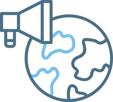 Küresel Pazarlama Satırı İki Renk Simgesi