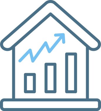 Gayrimenkul Grafik Çizgisi İki Renk Simgesi