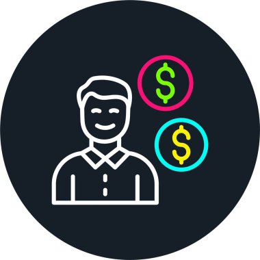 Para Çizgisi Çok Renkli Simgesi