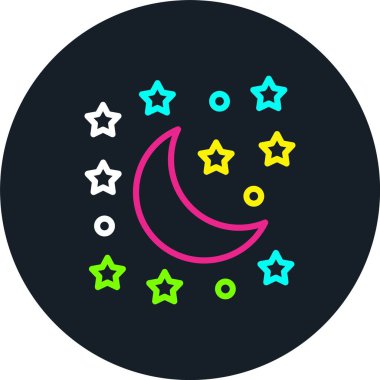 Ay ve Yıldızlar Çizgisi Çok Renkli Simge