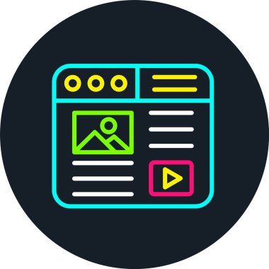 Web Sitesi İçerik Satırı Çoklu Renk Simgesi