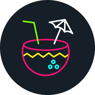 Hindistan cevizi İçeceği Hattı Çok Renkli Simge