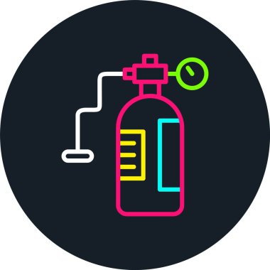 Oksijen Tankı Hattı Çok Renkli Simge