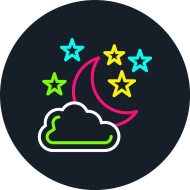 Ay ve Yıldızlar Çizgisi Çok Renkli Simge