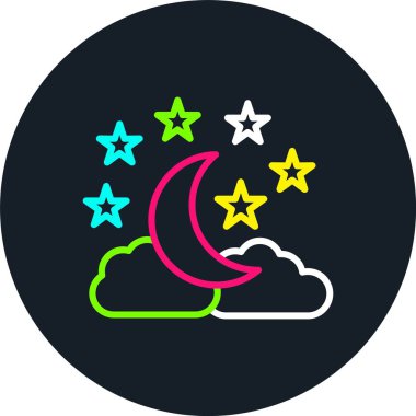 Yıldızlı Gece Hattı Çok Renkli Simge