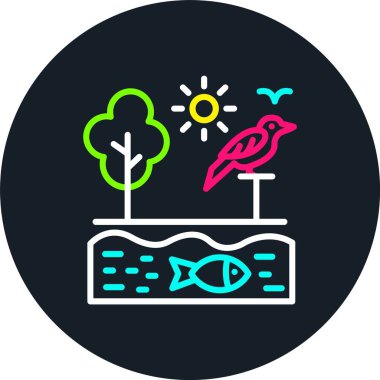 Ekosistem Çizgisi Çok Renkli Simge