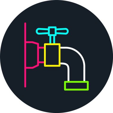 Su Musluğu Hattı Çok Renkli Simge