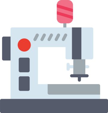 Dikiş Makinesi Düz Vektör Simgesi Tasarımı