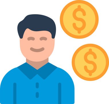 Para Düz Vektör Simgesi Tasarımı