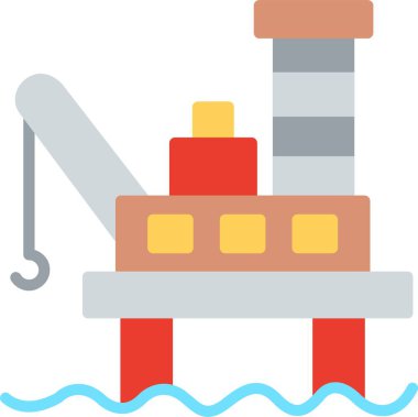 Yağ Platformu Düz Vektör Simgesi Tasarımı