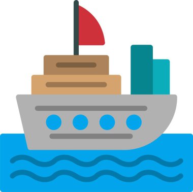 Gemi Düz Vektör Simgesi Tasarımı