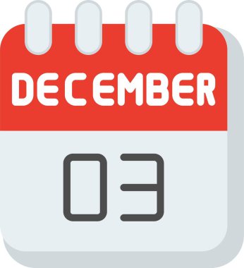 3 Aralık Düz Vektör Simgesi Tasarımı