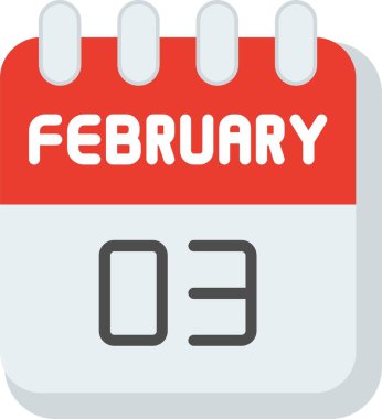 3 Şubat Düz Vektör Simgesi Tasarımı