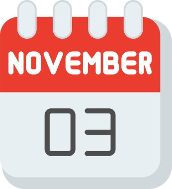 3 Kasım Düz Vektör Simgesi Tasarımı