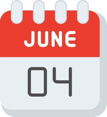 4 Haziran Düz Vektör Simgesi Tasarımı