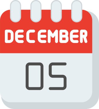 5 Aralık Düz Vektör Simgesi Tasarımı