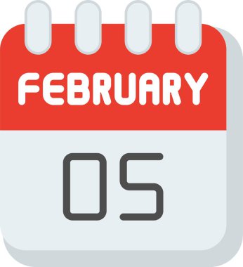 5 Şubat Düz Vektör Simgesi Tasarımı