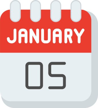 5 Ocak Düz Vektör Simgesi Tasarımı