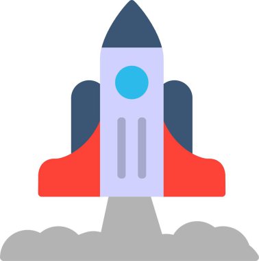 Roket Fırlatma Düz Vektör Simgesi Tasarımı