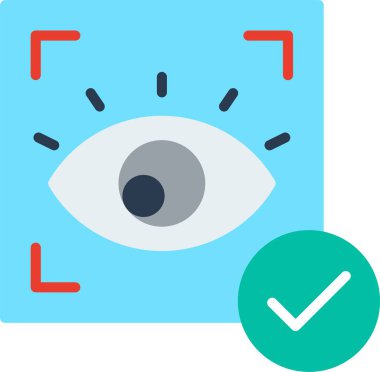 Göz Tanıma Düz Vektör Simgesi Tasarımı