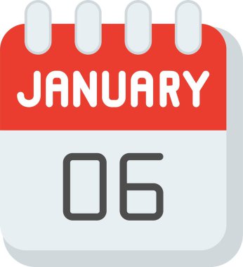 6 Ocak Düz Vektör Simgesi Tasarımı