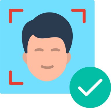 Yüz Tanıma Düz Vektör Simgesi Tasarımı