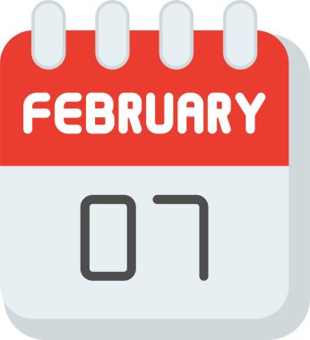 7 Şubat Düz Vektör Simgesi Tasarımı