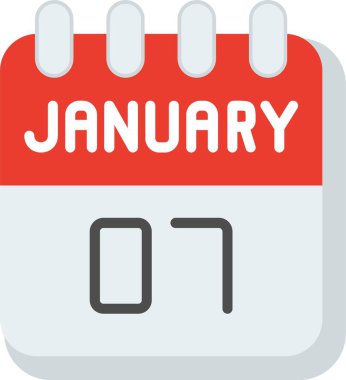 7 Ocak Düz Vektör Simgesi Tasarımı