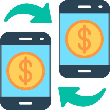 Para Aktarımı Düz Vektör Simgesi Tasarımı