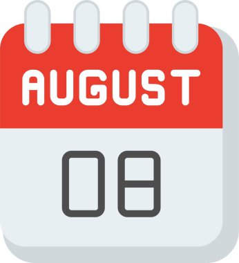 8 Ağustos Düz Vektör Simgesi Tasarımı