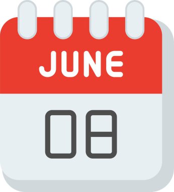 8 Haziran Düz Vektör Simgesi Tasarımı