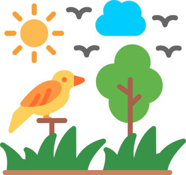 Orman Düz Vektör Simgesi Tasarımı