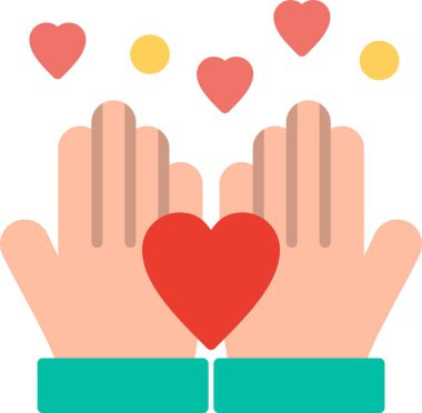 Kalp Düz Vektör Simgesi Tasarımı