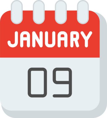 9 Ocak Düz Vektör Simgesi Tasarımı