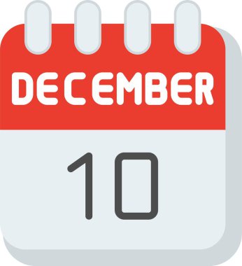 10 Aralık Düz Vektör Simgesi Tasarımı