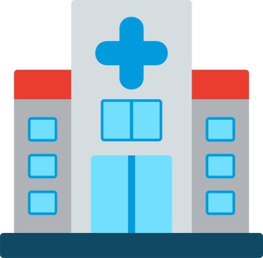 Hastane Düz Vektör Simgesi Tasarımı