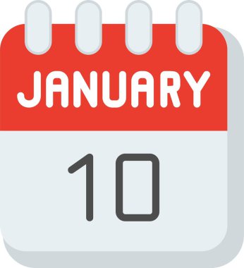 10 Ocak Düz Vektör Simgesi Tasarımı