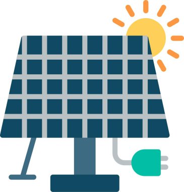 Güneş Paneli Düz Vektör Simgesi Tasarımı