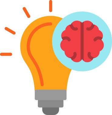 Yaratıcı Beyin Düz Vektör Simgesi Tasarımı