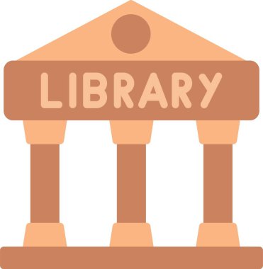 Kütüphane Düz Vektör Simgesi Tasarımı
