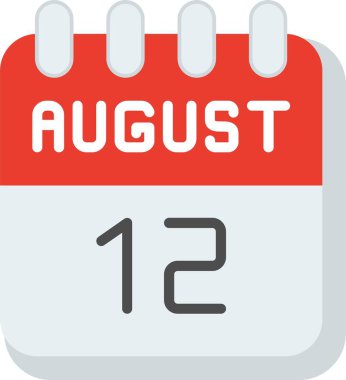 12 Ağustos Düz Vektör Simgesi Tasarımı