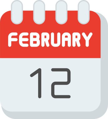 12 Şubat Düz Vektör Simgesi Tasarımı