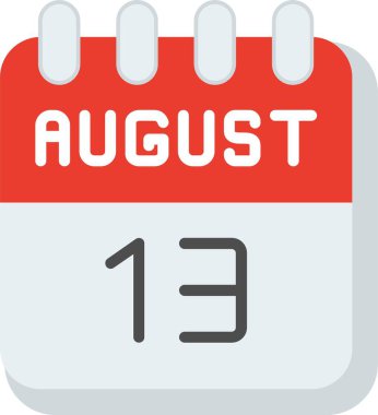 13 Ağustos Düz Vektör Simgesi Tasarımı