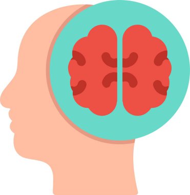 Beyin Düz Vektör Simgesi Tasarımı